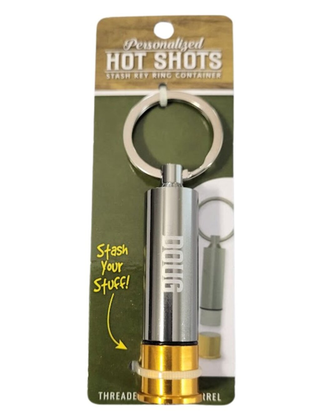 SWIBCO Personalized Hot Shots Gray Stash Key Ring DOUG - New In Package